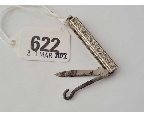 A late Victorian knife with button hook, 1 3/4" long, Birmingham 1889 by GA