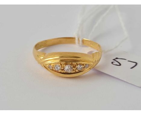 Victorian rose cut diamond ring in 18ct gold size N 2.3g inc