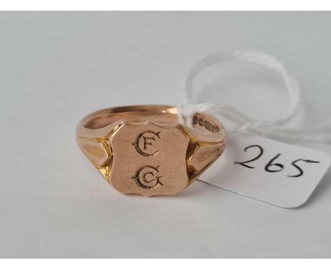An initialled 9ct signet ring Birm 1929 size S 6.3g