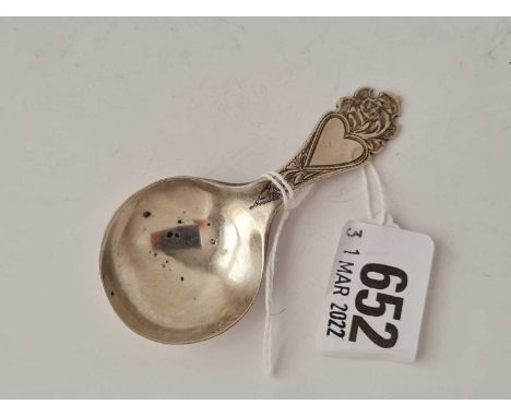 A caddy spoon with heart shaped engraved handle, Birmingham 1916 by WD
