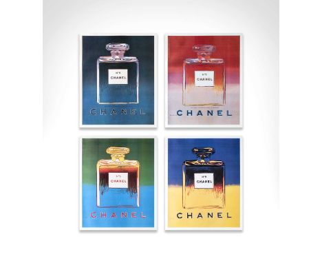 Andy Warhol (American 1928-1987), 'Chanel No.5', 1997, a complete set of four offset lithographs on linen backs; sheets: 71.5