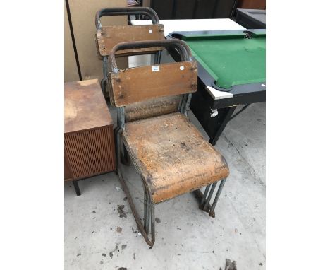 SIX VINTAGE STACKING CHAIRS 