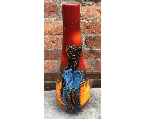 A LARGE ANITA HARRIS CERAMIC 'TRIBAL LADY' PATTERN VASE, SIGNED IN GOLD, HEIGHT 50CM 