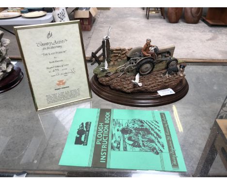 A COUNTRY ARTISTS LIMITED EDITION 'THE LAST FURROW' TRACTOR / FARMING FIGURE GROUP BY KEITH SHERWIN, LIMITED NUMBER 298/1500 
