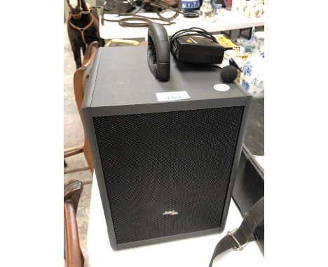 A SOUND PLUS 'TR AMP' - 5T80 PA / SPEAKER SYSTEM, WORKING ORDER WITH CABLES AND MICROPHONE 