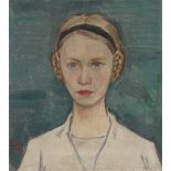 Karl Hofer. „Mädchenbildnis mit aufgesteckten Zöpfen“. Um 1936