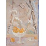 Oskar Moll. „Obstschale mit Winterlandschaft“. 1945