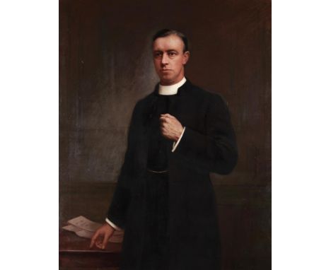 JOSEPH HERBERT BENTLEY, RBA (1866-1934) PORTRAIT OF A CLERGYMAN three quarter length in an interior, signed, oil on canvas, 1