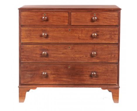 A VICTORIAN MAHOGANY CHEST OF DRAWERS, C1850 with ash lined drawers, on bracket feet, 108cm h; 56 x 114cm++In good condition 