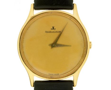 A JAEGER LECOULTRE 18CT GOLD GENTLEMAN'S WRISTWATCH marked on caseback 4464/21/1372105, 3.1cm++Movement in apparently good wo