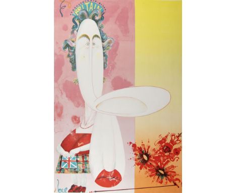 o†GERALD SCARFE, CBE (1936- ) THE QUEEN 1970 lithograph by the Curwen Studio, signed by the artist in felt tip pen, 77 x 57cm