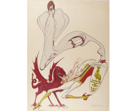 o†GERALD SCARFE, CBE (1936- ) INVESTITURE SOUVENIR 1969 lithograph by the Curwen Studio, signed by the artist in pencil and n