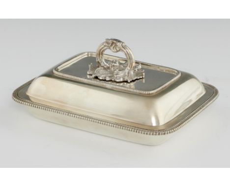 AN EDWARD VII SILVER ENTREE DISH AND COVER with leafy cast detachable handle, 29.5cm l, by W Hutton &amp; Sons Ltd, London 19