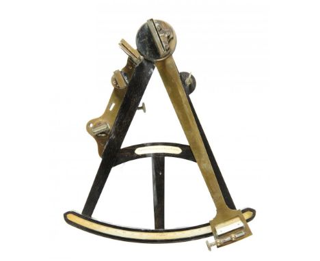 AN ENGLISH BRASS AND EBONY OCTANT, SPENCER BROWNING &amp; RUST, LONDON, C1800  with divided ivory arc, vernier and name table