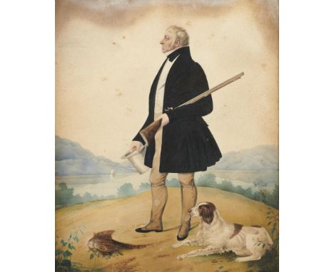ENGLISH SCHOOL, 19TH CENTURY PORTRAIT OF A SPORTSMAN   ink and watercolour, 30 x 25cm
