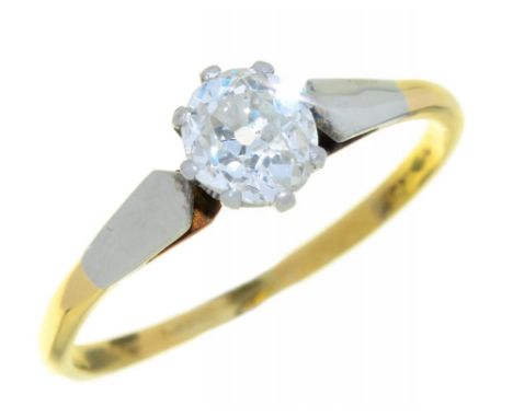  A DIAMOND SOLITAIRE RING the old cut diamond 0.75ct approx, G/H colour, VS clarity, in gold, 2g, size R++Light wear consiste