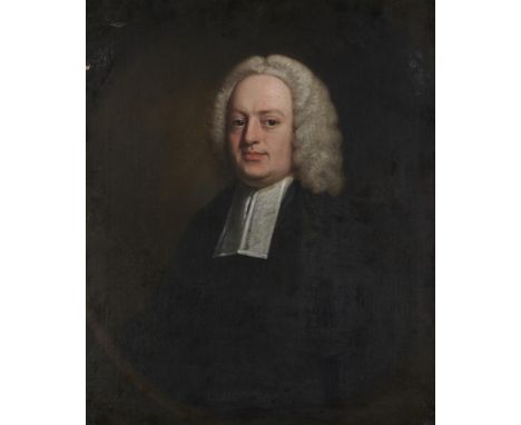 ENGLISH SCHOOL, 18TH CENTURY PORTRAIT OF A CLERGYMAN  bust length in a feigned oval, oil on canvas, 76 x 63cm, unframed++Line