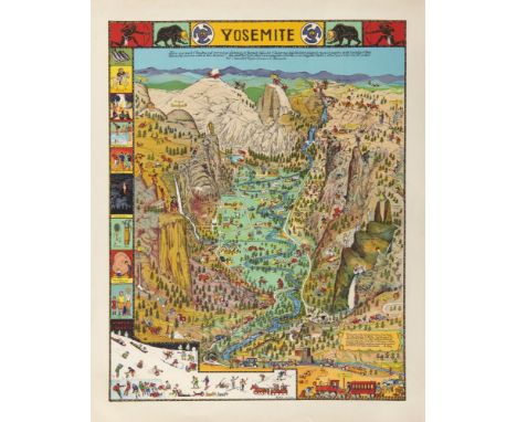 JO MORA [PLAN OF] YOSEMITE 1931  lithograph in colour, 51 x 40.5cm, unframed++In very fresh original condition, not creased, 