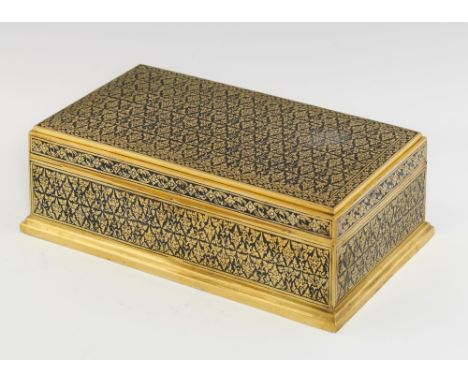 KINGDOM OF THAILAND.   THE ROYAL PRESENTATION SILVER GILT   NIELLO CIGAR BOX,  PRESENTED BY HIS MAJESTY KING BHUMIBOL ADULYAD