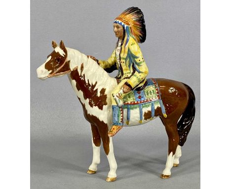 A BESWICK FIGURE OF A NATIVE AMERICAN CHIEF riding a skewbald horse, Model No 1391, printed marked to undersideProvenance: pr