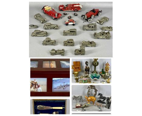  MIXED ORNAMENTAL ITEMS to include Franklin Mint horse, Art sculpture, treen, minerals etc, together with a Diecast model col