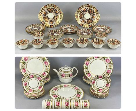 ROYAL WORCESTER 'ROYAL GARDEN' DINNER & TEA SERVICE, 24 pieces including teapot and cake stand and a Regent china 'Imari' tea