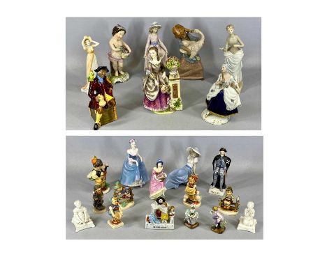 GROUP OF VARIOUS CERAMIC FIGURES including Lladro girl with goose, Lladro flower girl, Beswick 'Priory for Wales', various sm