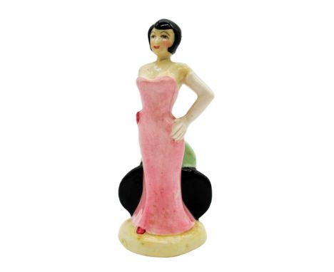 Art Deco figure of a lady a long blush pink dress and long white gloves. Kevin Francis backstamp on the side. #PeggyDavies #M