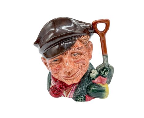 Colorway of Variation No. 2, which normally is a yellow scarf and light brown hat, however this small figural jug is a red sc