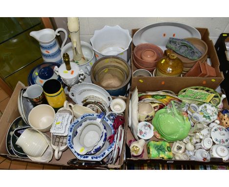 THREE BOXES AND LOOSE CERAMICS, STONEWARE ETC, to include Royal Winton and Shorter &amp; Son floral design dish/plates, etc, 