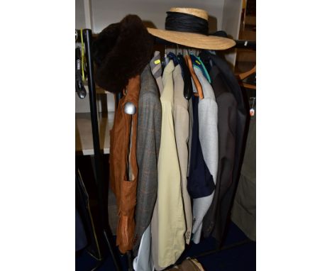 MENS CLOTHING, ETC, to include an Orvis fly fishing gillet with tags attached, size XL, Magee tweed jacket size 46S, Blacksto