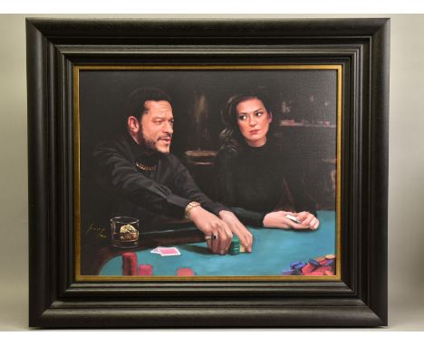 VINCENT KAMP (BRITISH CONTEMPORARY)  'ANTOINES LAST MOVE' a limited edition print depicting gamblers in a casino 73/150, sign