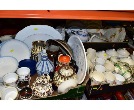 FOUR BOXES OF ASSORTED 20TH CENTURY CERAMICS, predominately tea, dinner and Kitchen Ware, mostly part sets, including Paragon