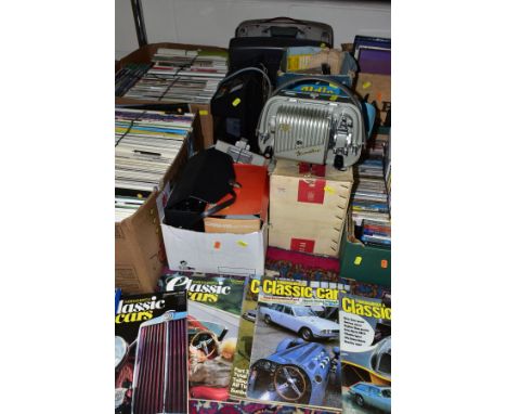 FIVE BOXES AND LOOSE MISCELLANEOUS ITEMS, to include two boxes of 'Classic and Sportcar' and 'Thoroughbred and Classic Cars' 