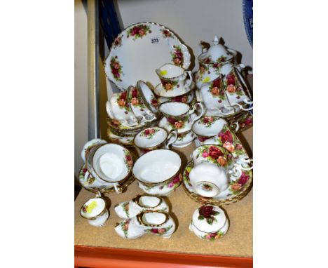 ROYAL ALBERT 'OLD COUNTRY ROSES' PART TEA/COFFEE WARES AND TRINKETS, comprising cake/sandwich plate (pattern rubbed), a teapo