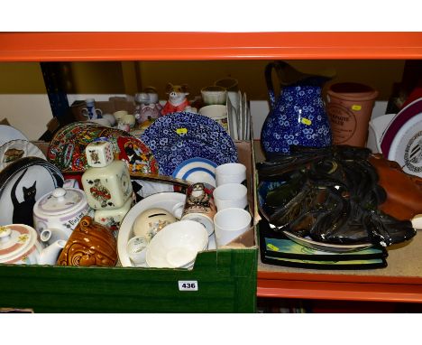 TWO BOXES AND LOOSE CERAMICS etc, to include Coalport Countryware Avocado dishes and napkin rings, Royal Doulton Bunnykins mo