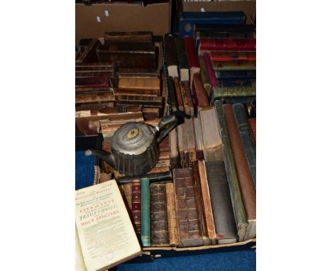 BOOKS, three boxes containing approximately eighty five antiquarian titles dating from the 18th Century- 20th Century, some e