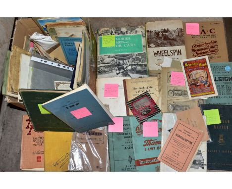 AUTOMOTIVE EPHEMERA, a large collection of books and handbooks, some rare and highly collectable, book titles include Memorie