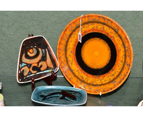 THREE PIECES OF POOLE POTTERY, comprising 'Saturn' dish, limited edition from the planets series to mark the alignment of the