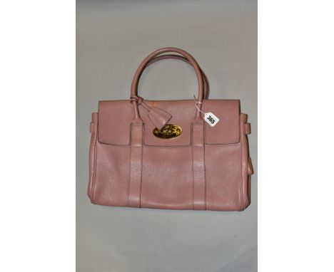 A MULBERRY BAYSWATER DARK BLUSH LEATHER HANDBAG, with serial no 5388301, approximate measurements width 39cm x height 30cm x 