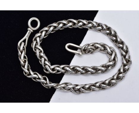 A GEORG JENSON SILVER WHEAT CHAIN, length 430mm, fitted with a fishhook clasp signed 'Georg Jenson' Torun 294, hallmarked Lon