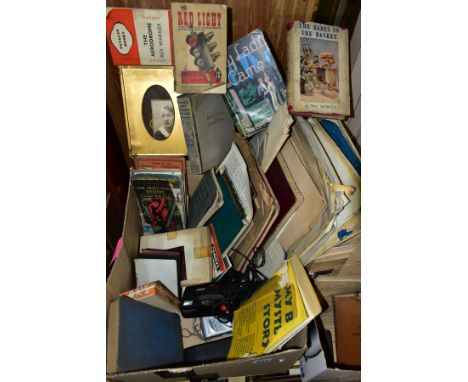 EPHEMERA, one box  containing technical drawings of motorcyle parts, three books from Pitman's Motor Cyclists Library includi