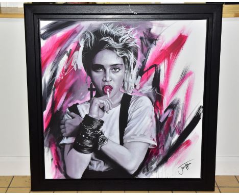 JEN ALLEN (BRITISH 1979), 'MADONNA POP', a portrait of the popstar as she looked in the 1980's, signed bottom right, oil on c