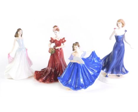 A Royal Doulton Pretty Ladies figure Elaine, HN4718, printed marks beneath, 18cm high, and three various other figures, Royal