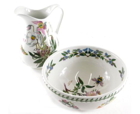 A Portmeirion Botanic Garden jug and bowl, printed marks beneath, the jug 20cm high. (2) 