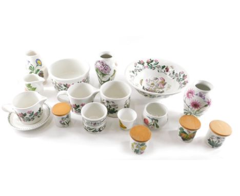 Various Portmeirion Botanic Garden, Pomona pottery, etc., bowl, 31cm diameter, jardiniere, vases, lidded jars, etc., printed 