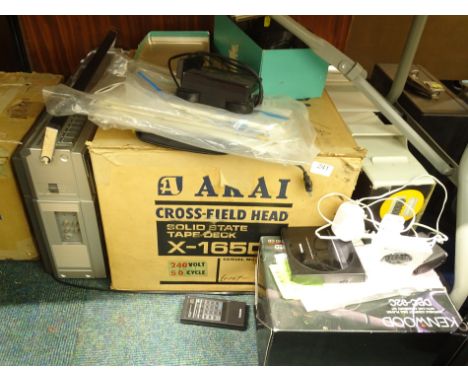 Various items of vintage technology, to include an Akai Crossfield head tape deck, Kenwood portable compact disc player, with