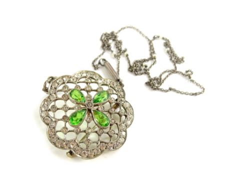 Two items of Victorian style jewellery, comprising a silver necklace with seed pearl inserts, a silver framed paste stone set