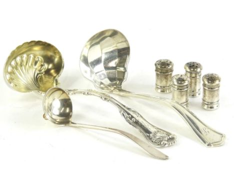 A collection of American silver, to include two ladles, stamped RW &amp; Sons for R. Wallis of Wallingford Connecticut, a sma