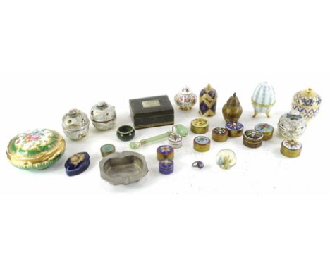 A collection of decorative boxes etc., to include Limoges, some Indian enamel examples etc.